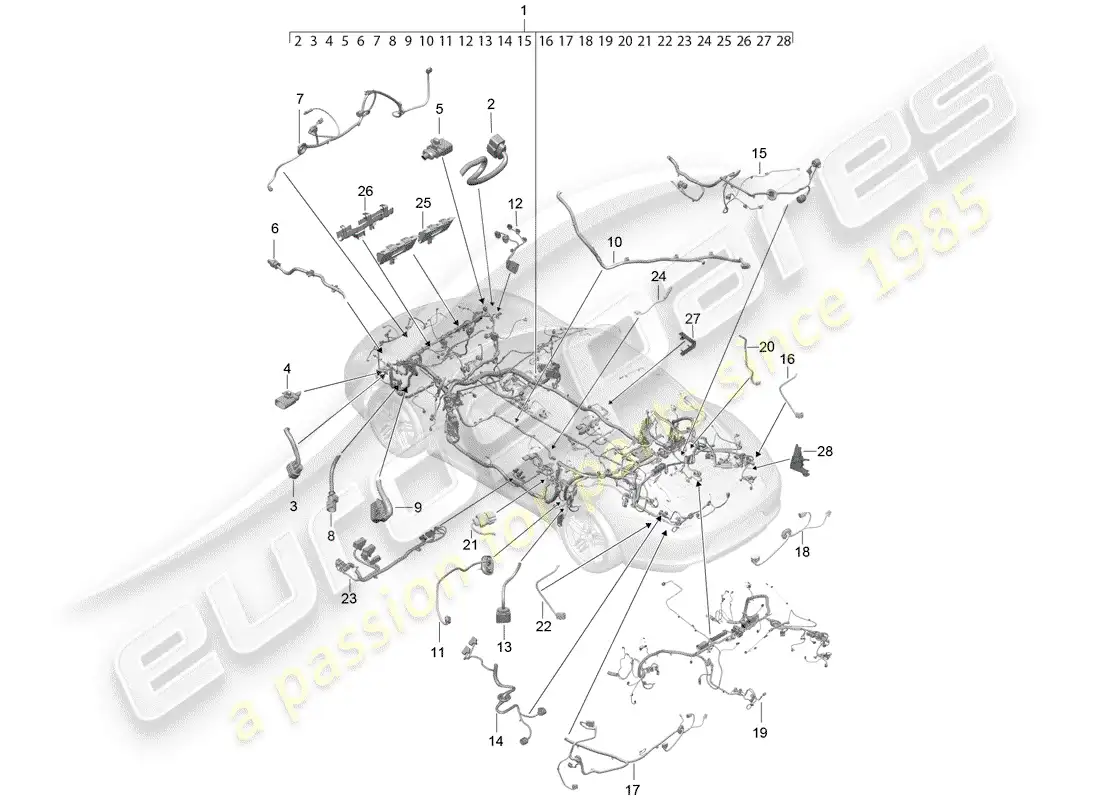 porsche 2020 (991-2) cableando arneses diagrama de piezas