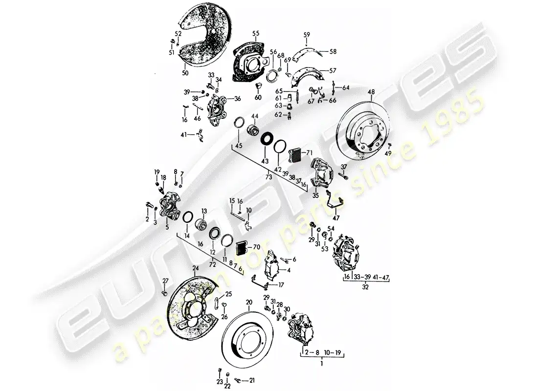 porsche 1965 (356b/356c) freno diagrama de piezas