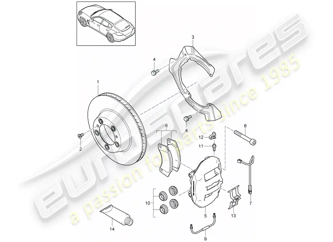 porsche 2012 (panamera 970) frenos de disco diagrama de piezas