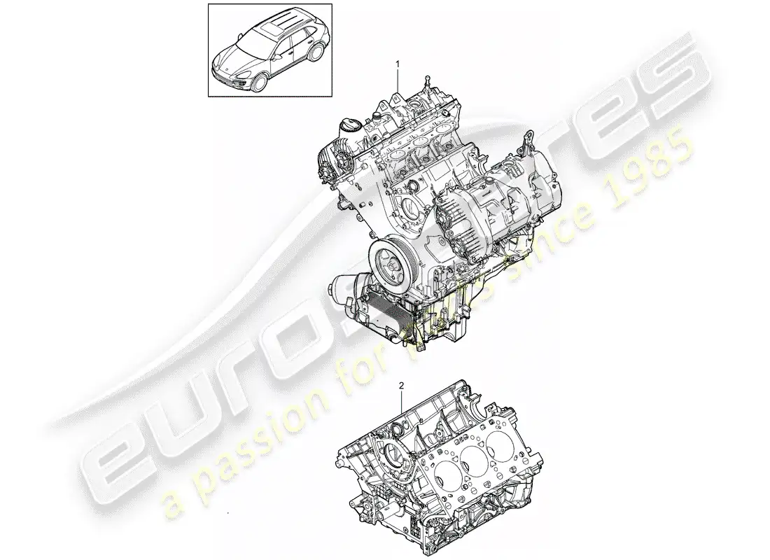porsche 2014 (cayenne e2 92a) bloque largo diagrama de piezas