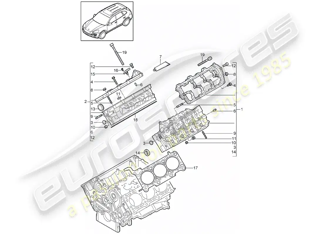 porsche 2013 (cayenne e2 92a) diagrama de piezas de la culata del cilindro