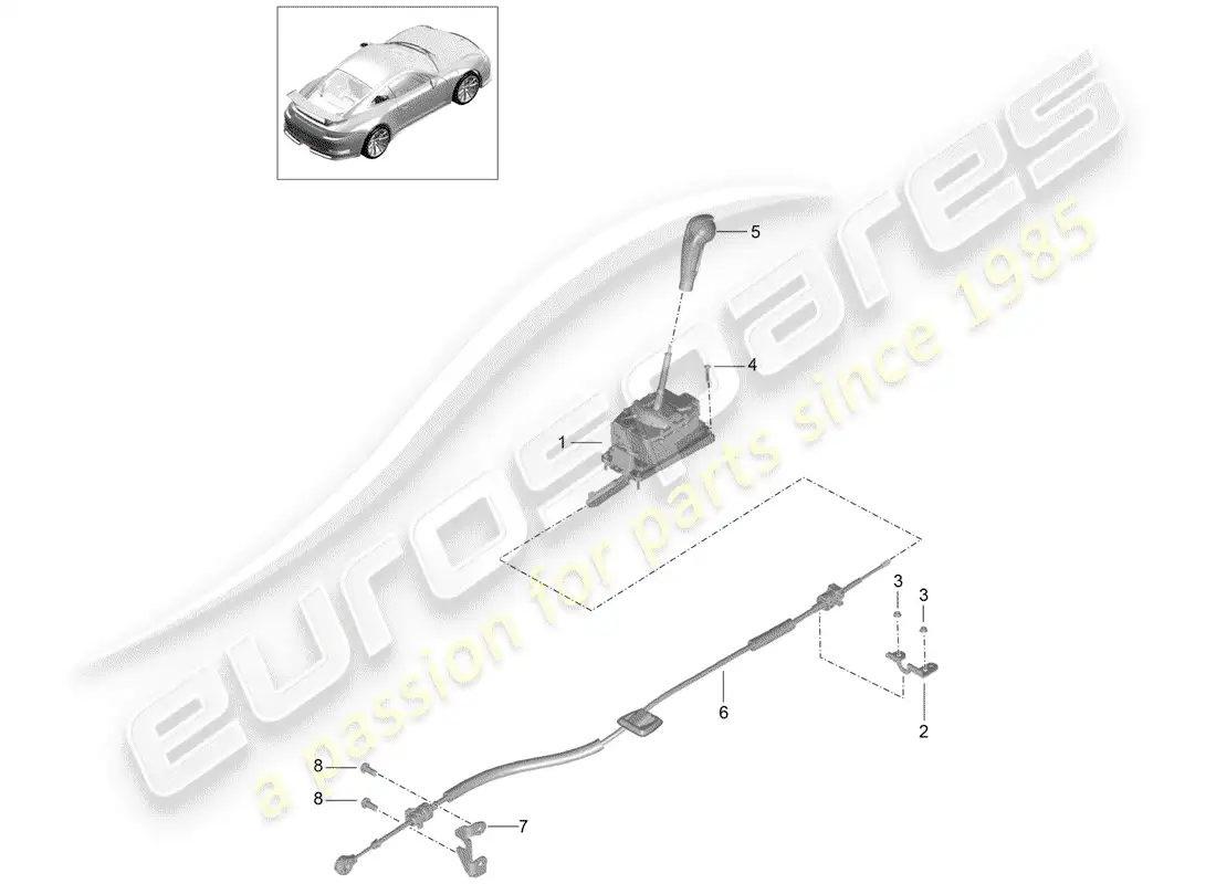 porsche 2016 (991-1 r/gt3/rs) palanca selectora diagrama de piezas