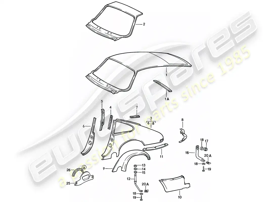 porsche 1989 (911) paneles exteriores - a medida uso material de taller diagrama de piezas