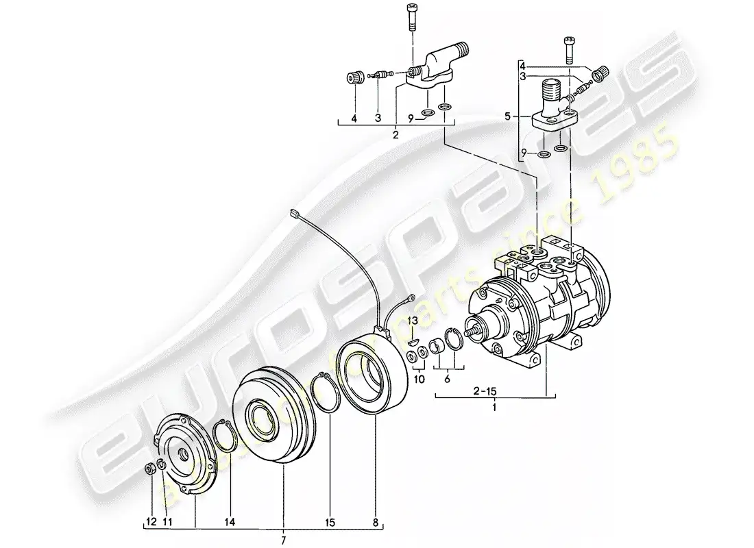porsche 1988 (911) compresor diagrama de piezas
