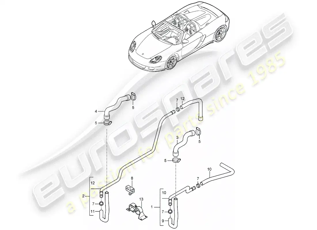 porsche 2005 (carrera gt) diagrama de piezas del calentador