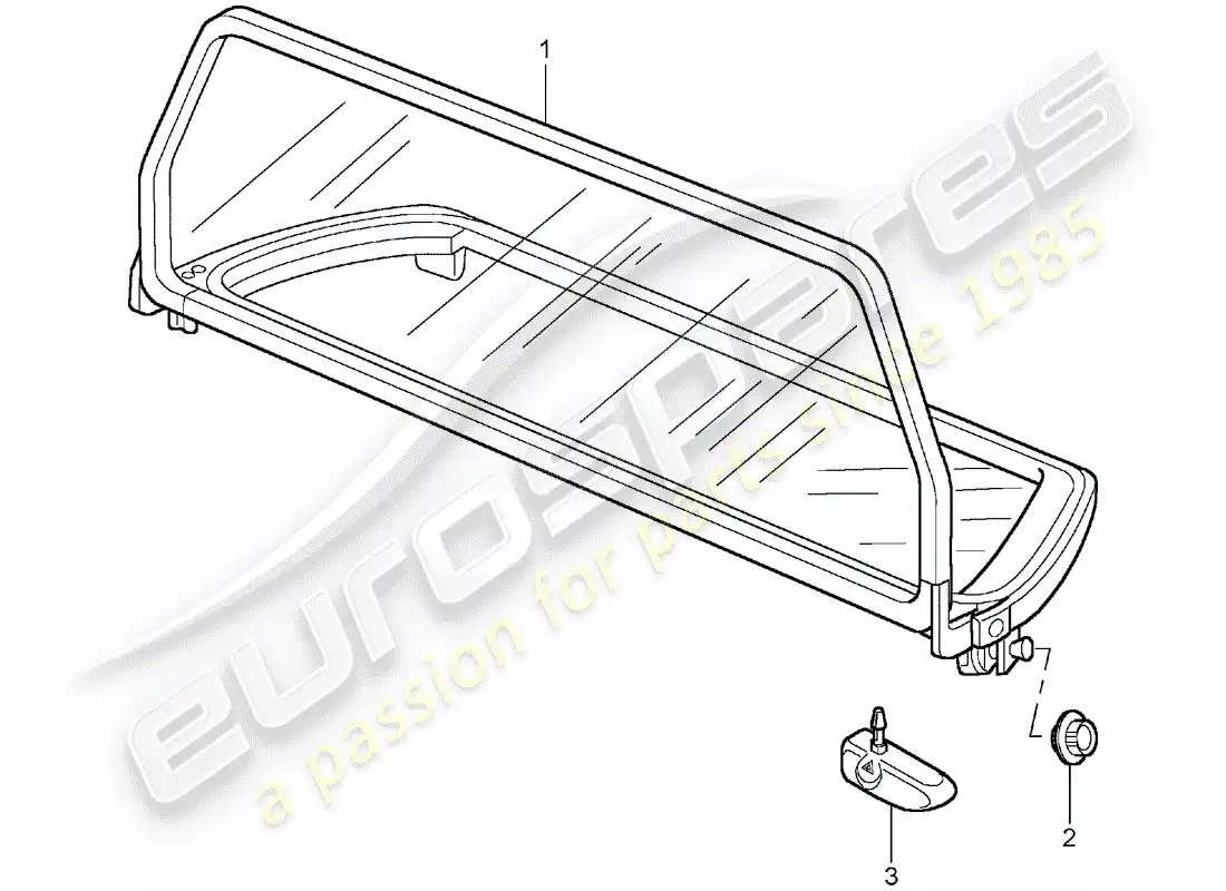 porsche 2004 (996 turbo / gt2) parabrisas diagrama de piezas