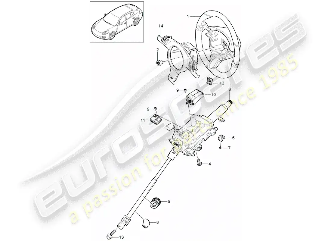porsche 2012 (panamera 970) volantes diagrama de piezas