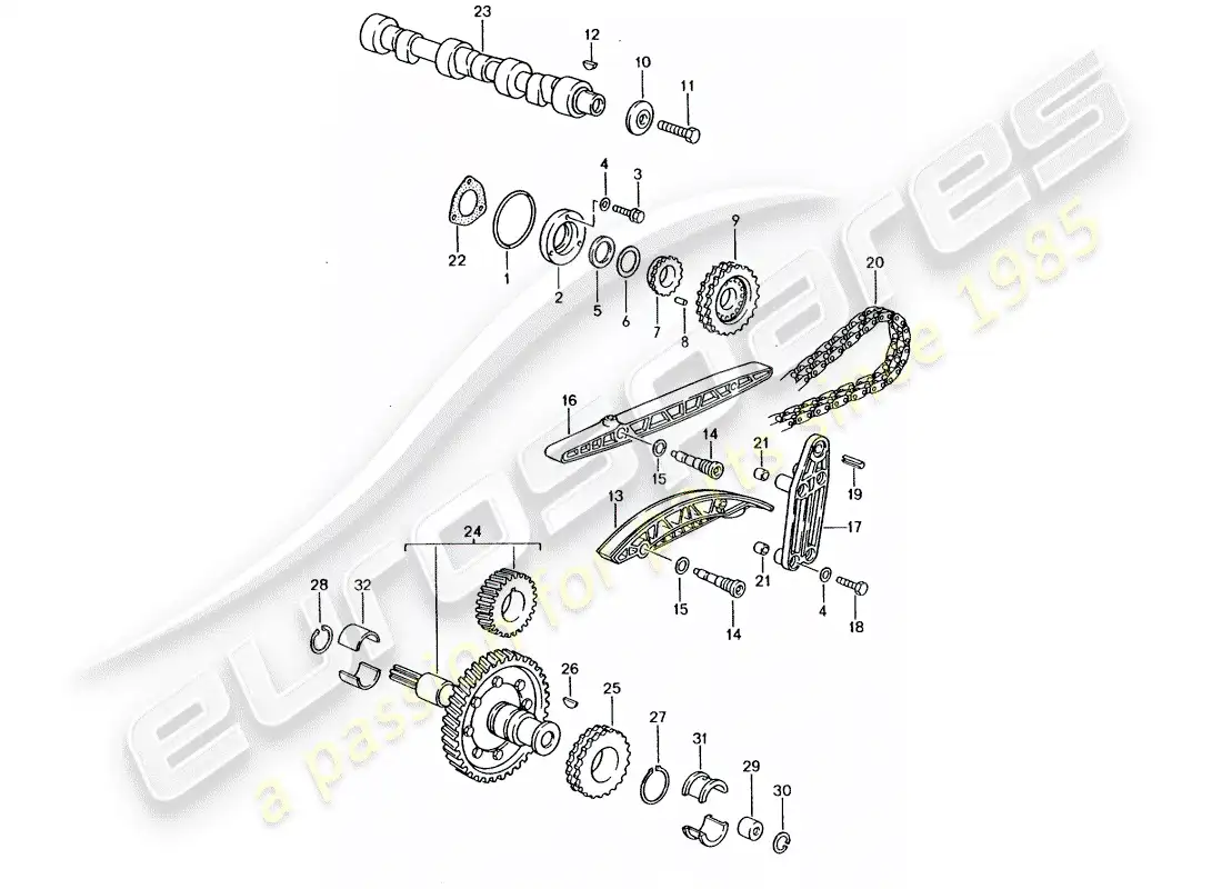 porsche 1989 (964) control de válvula diagrama de piezas