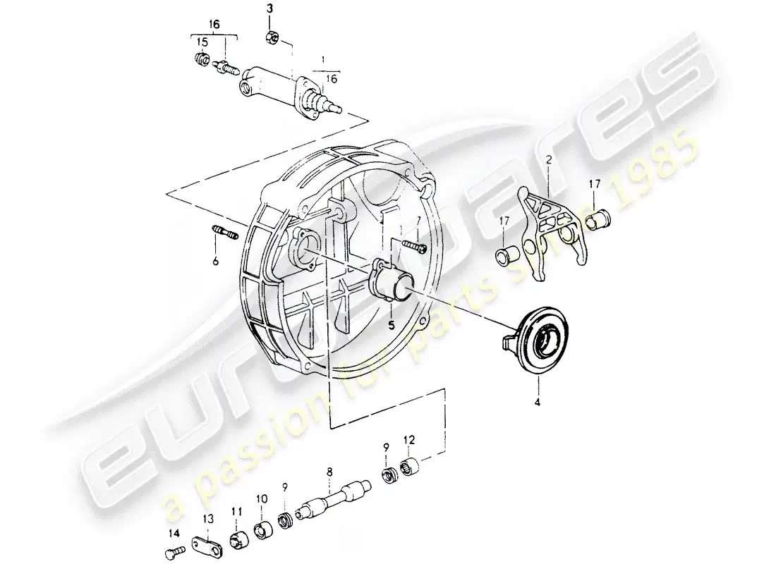 porsche 1994 (964) liberación del embrague diagrama de piezas