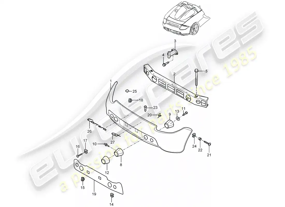 porsche 2005 (carrera gt) diagrama de piezas del revestimiento
