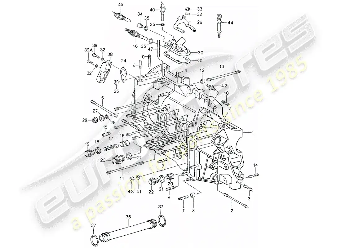 porsche 1991 (964) crankcase diagrama de piezas