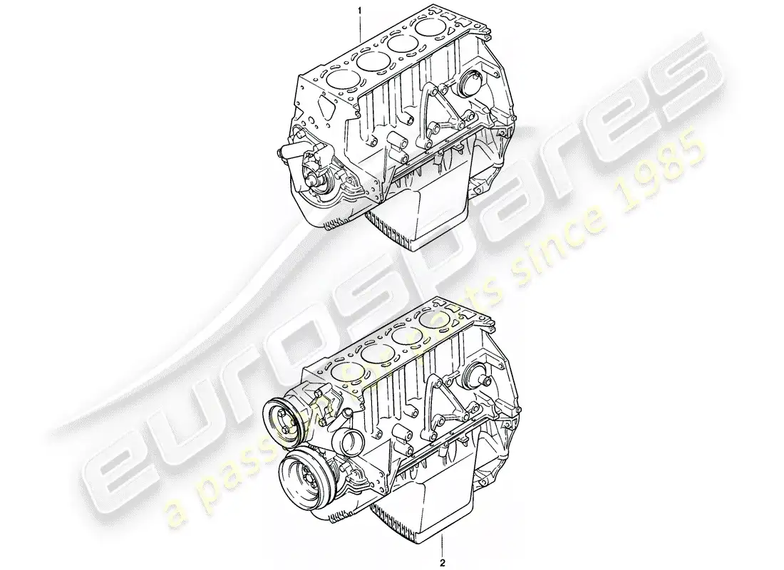 porsche 1976 (924) motor corto - con: - cigüeñal - pistón - bomba de aceite diagrama de piezas