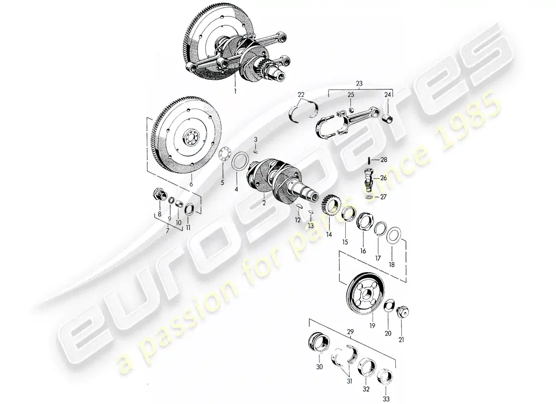 porsche 1955 (356/356a) cigüeñal - m 22 001 >> - m 50 101 >> - m 33 901 >> - m 41 001 >> - m 60 001 >> - m 80 001 >> diagrama de piezas