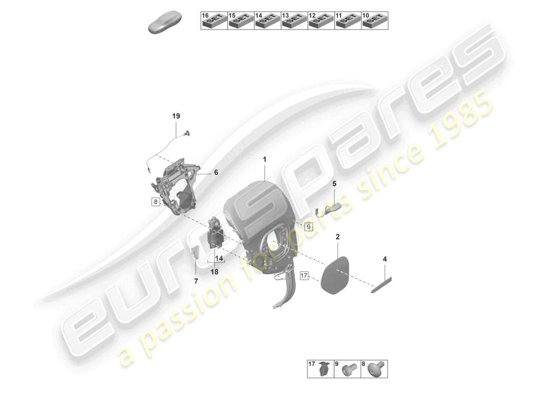 porsche 2021 (taycan 9j1-1) diagrama de piezas eléctricas de laterales abatibles