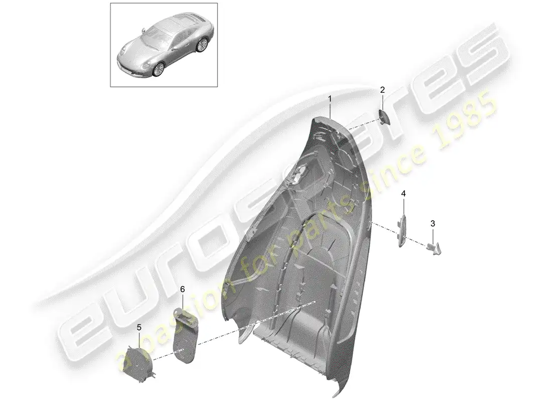 porsche 2018 (991-2) carcasa del respaldo diagrama de piezas