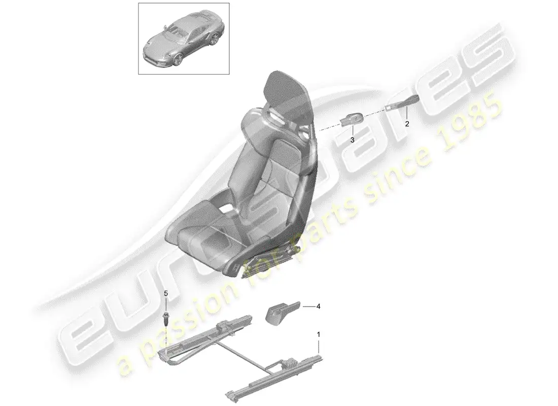 porsche 2014 (991-1 turbo) asiento diagrama de piezas