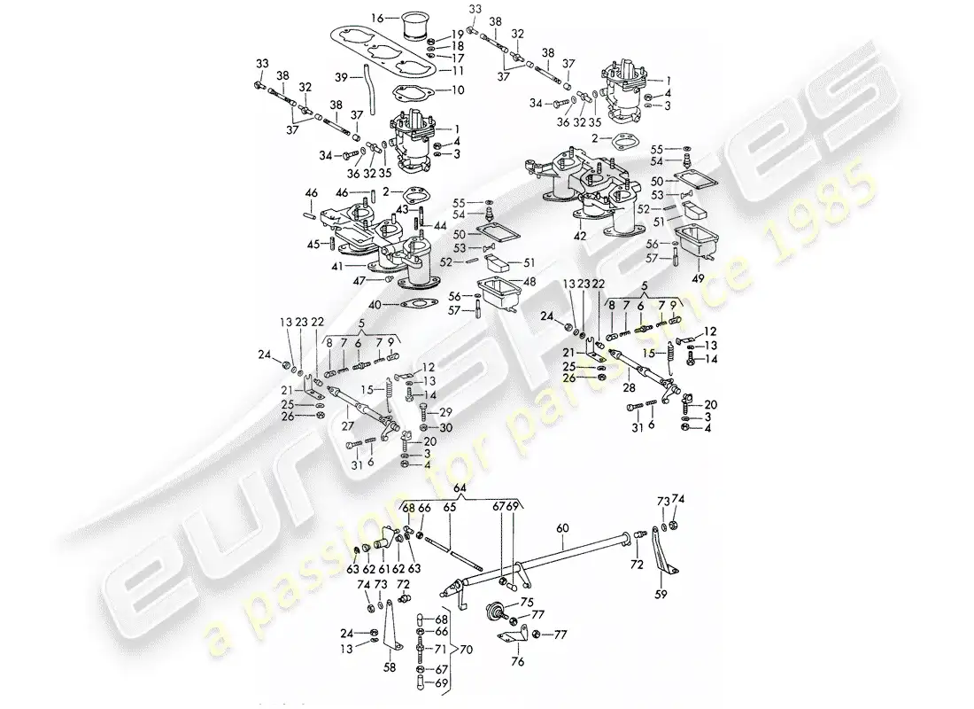 porsche 1968 (911/912) carburador - sistema - con: - - solex 40 pi-1 - - d >> - mj 1968 diagrama de piezas