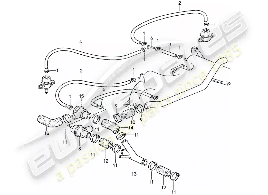 porsche 1987 (959) preparación de la mezcla 3 diagrama de piezas