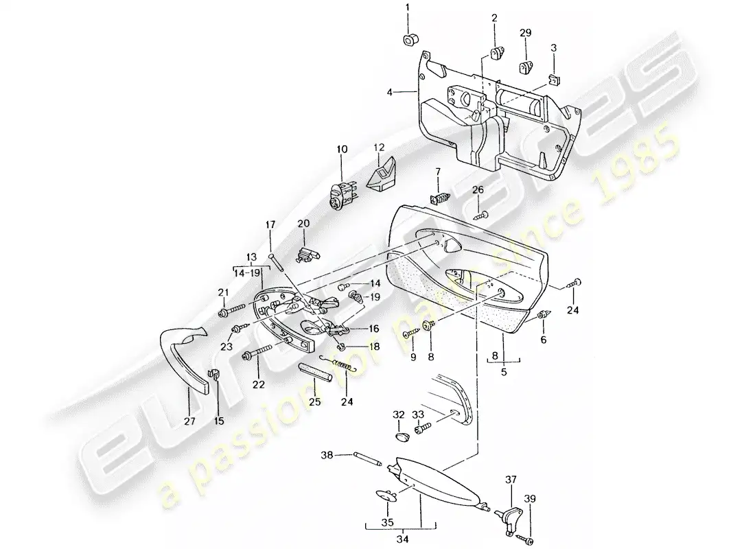 porsche 2004 (996) panel de puerta - accesorios diagrama de piezas
