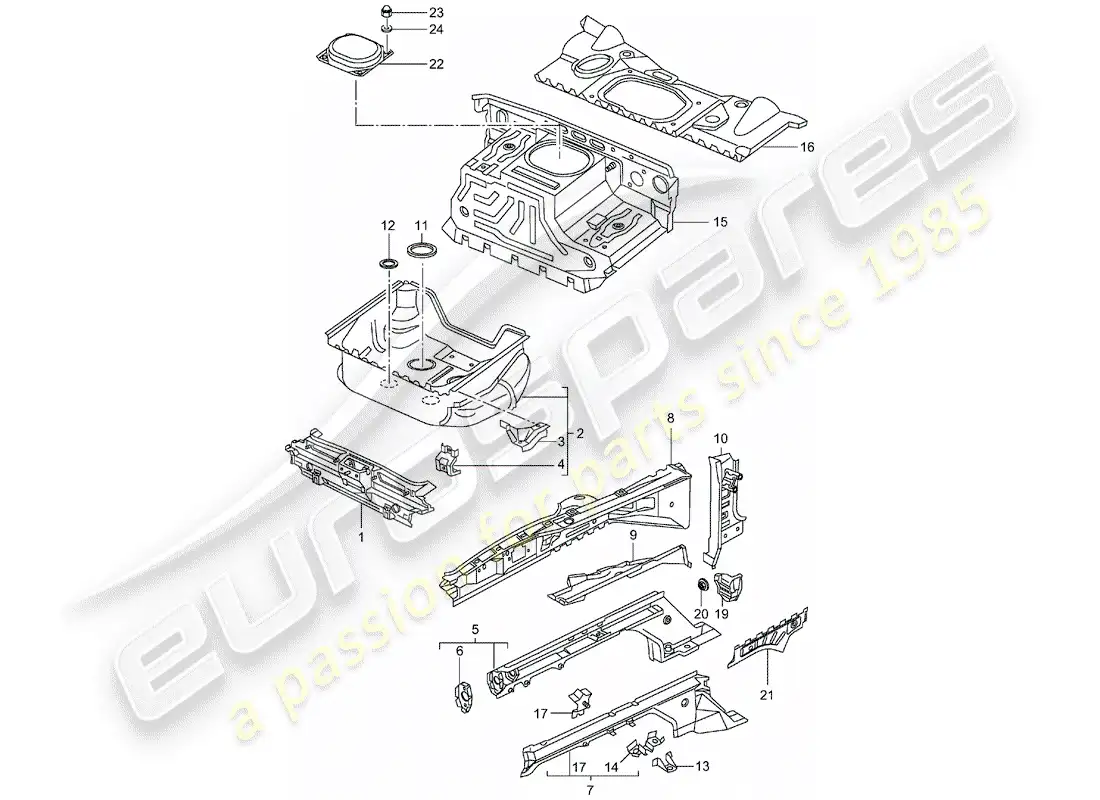porsche 2002 (996 gt3) extremo delantero - piezas únicas diagrama de piezas