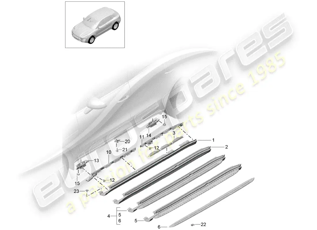 porsche 2016 (macan) adornos diagrama de piezas