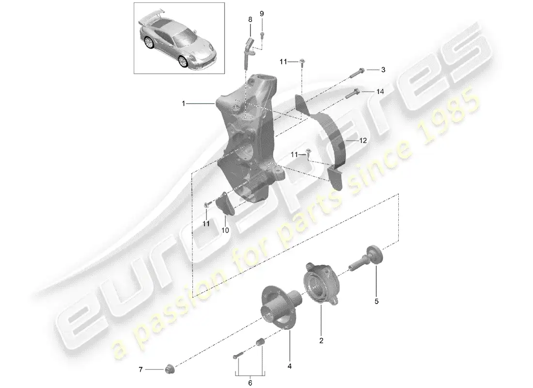 porsche 2019 (991-2 turbo) portador de ruedas diagrama de piezas