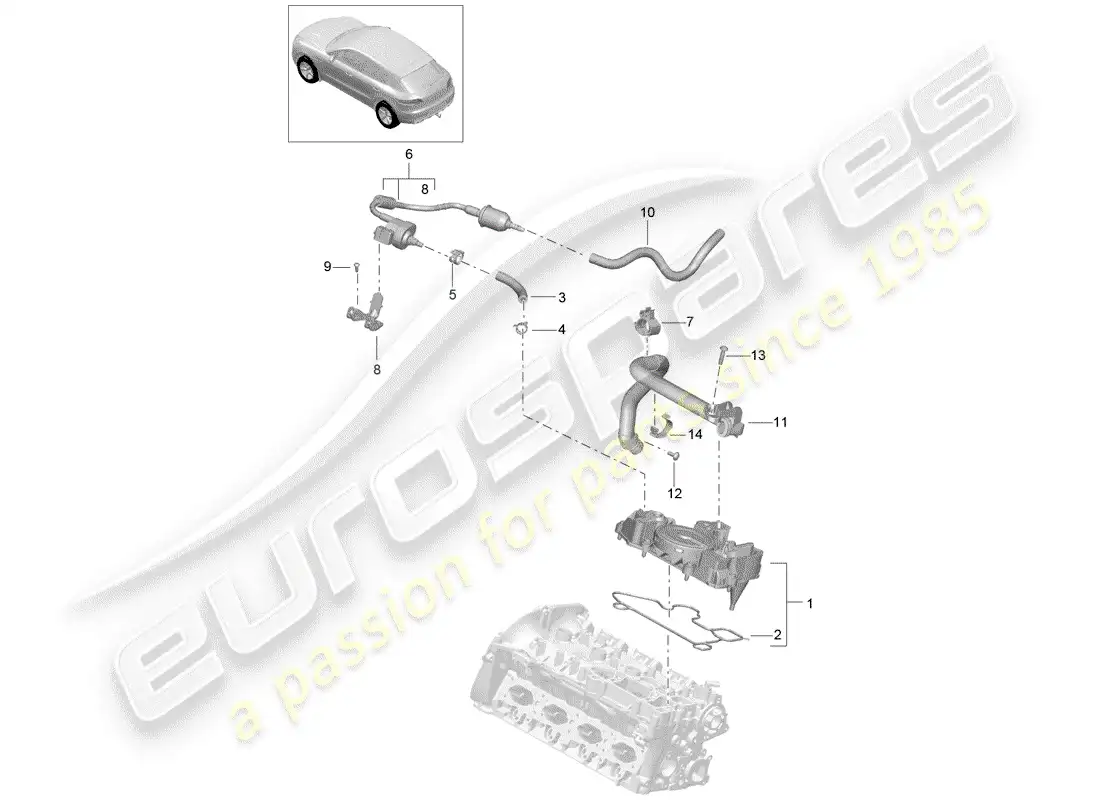 porsche 2016 (macan) separador de aceite diagrama de piezas