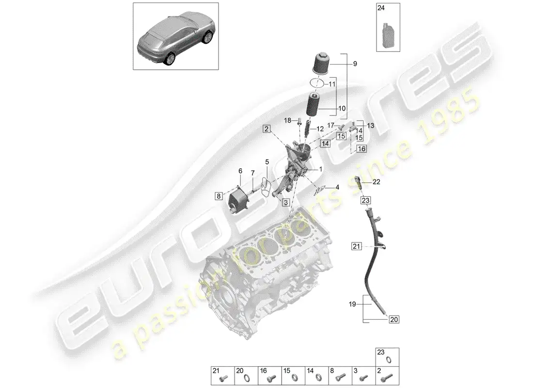 porsche 2019 (macan) filtro de aceite diagrama de piezas