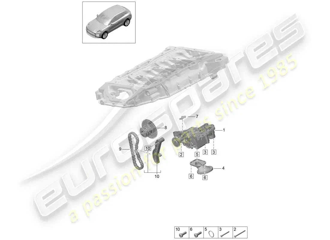 porsche 2019 (macan) bomba de aceite diagrama de piezas