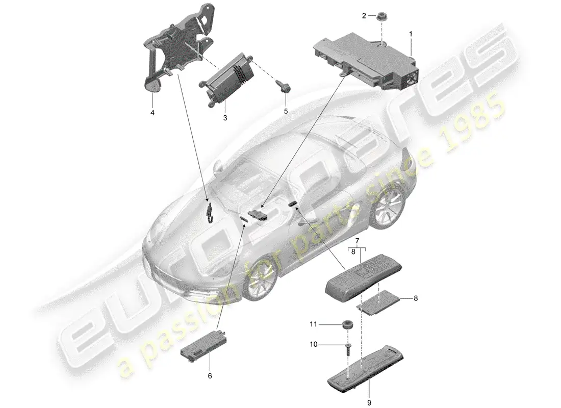 porsche 2013 (981 boxster) amplificador diagrama de piezas