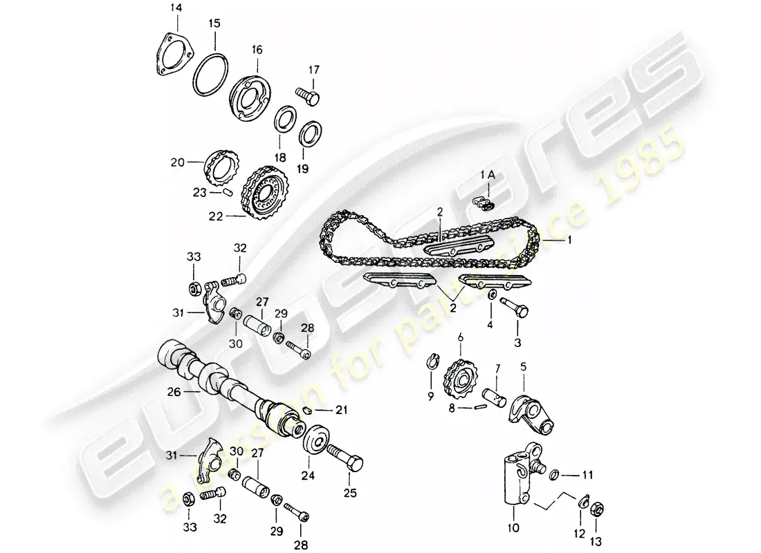 porsche 1990 (964) control de válvula diagrama de piezas