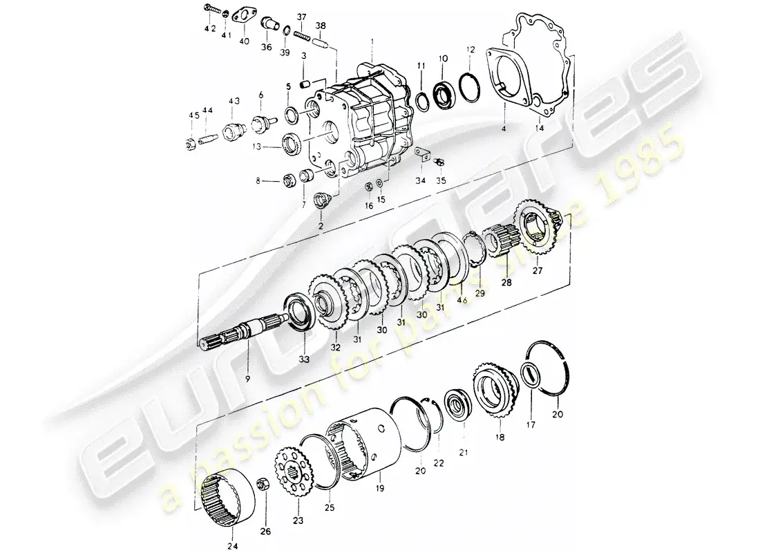 porsche 1990 (964) diagrama de piezas de la carcasa del distribuidor