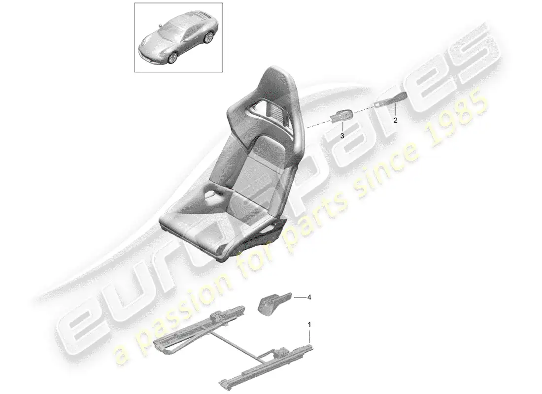 porsche 2017 (991-2) asiento diagrama de piezas