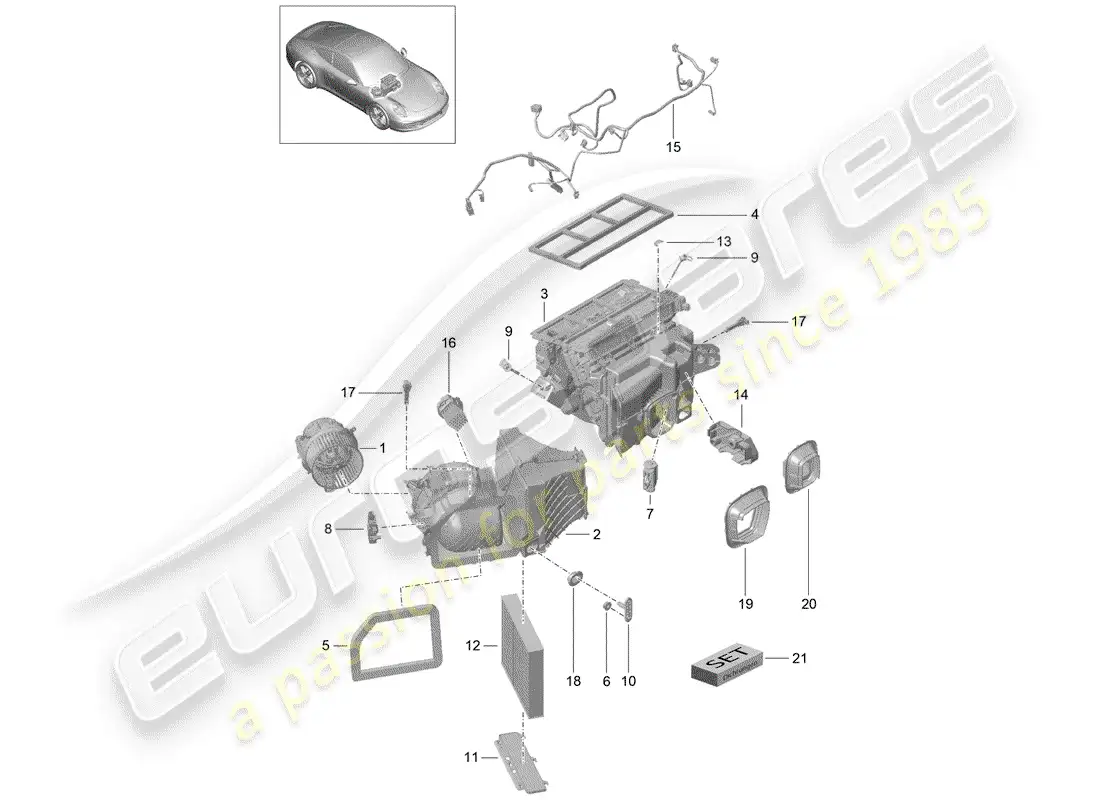 porsche 2014 (991-1) aire acondicionado diagrama de piezas