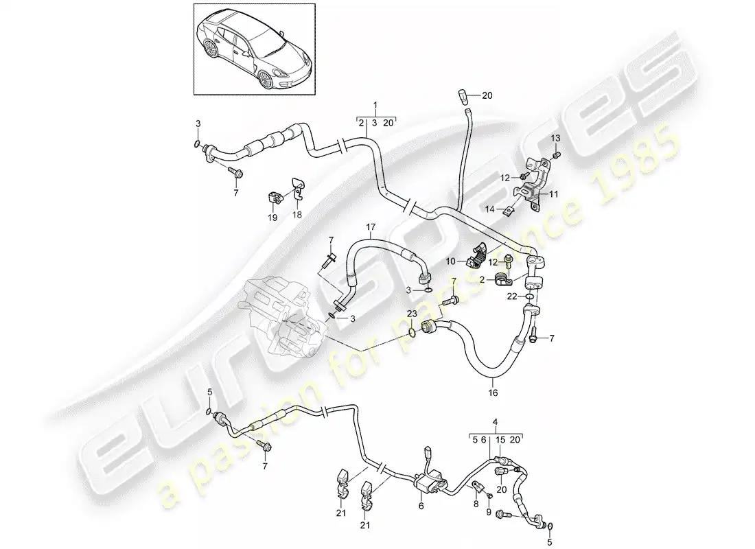 porsche 2012 (panamera 970) diagrama de piezas híbrido