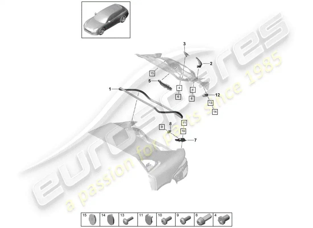 porsche 2017 (panamera 971-1) juntas diagrama de piezas