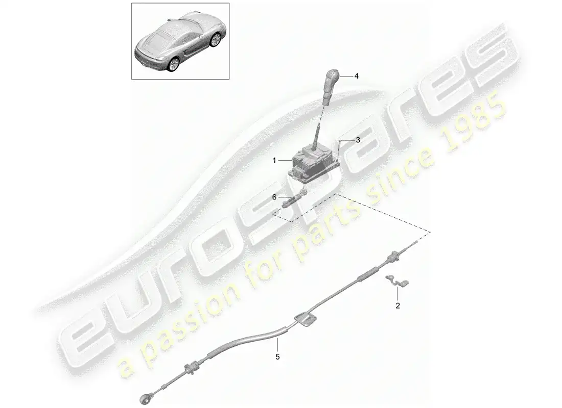 porsche 2016 (981 cayman) palanca selectora diagrama de piezas