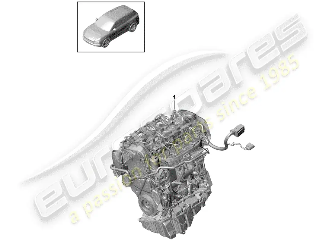 porsche 2018 (cayenne e3 9ya/9yb) motor de repuesto diagrama de piezas