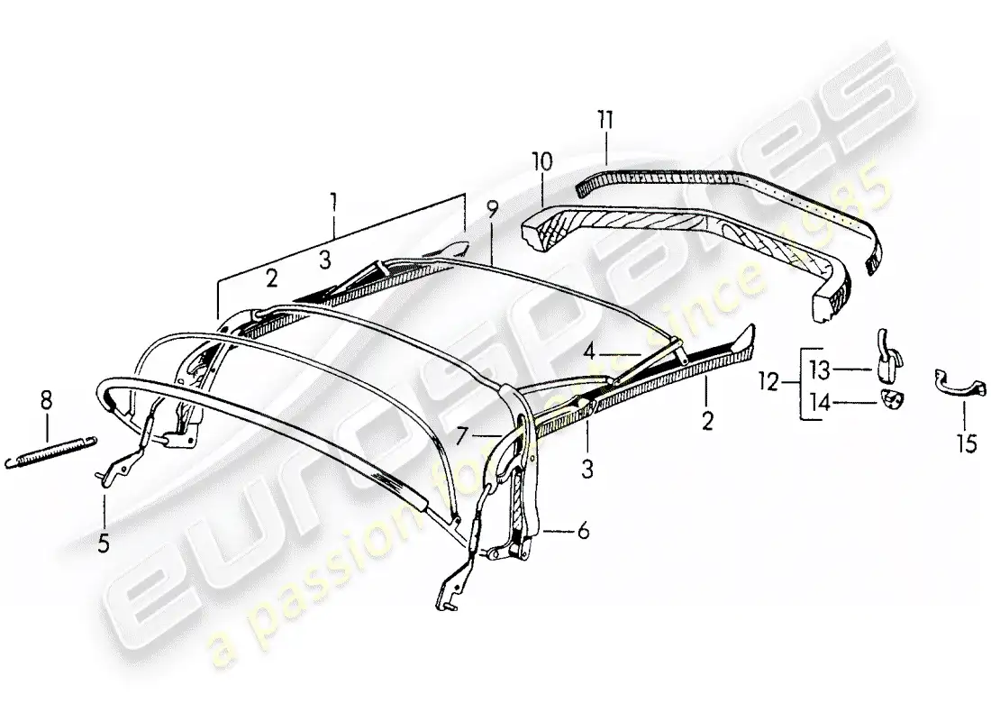 porsche 1950 (356/356a) marco superior diagrama de piezas