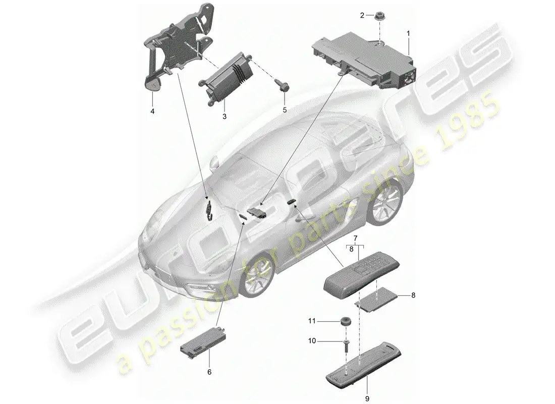 porsche 2016 (981 cayman) amplificador diagrama de piezas