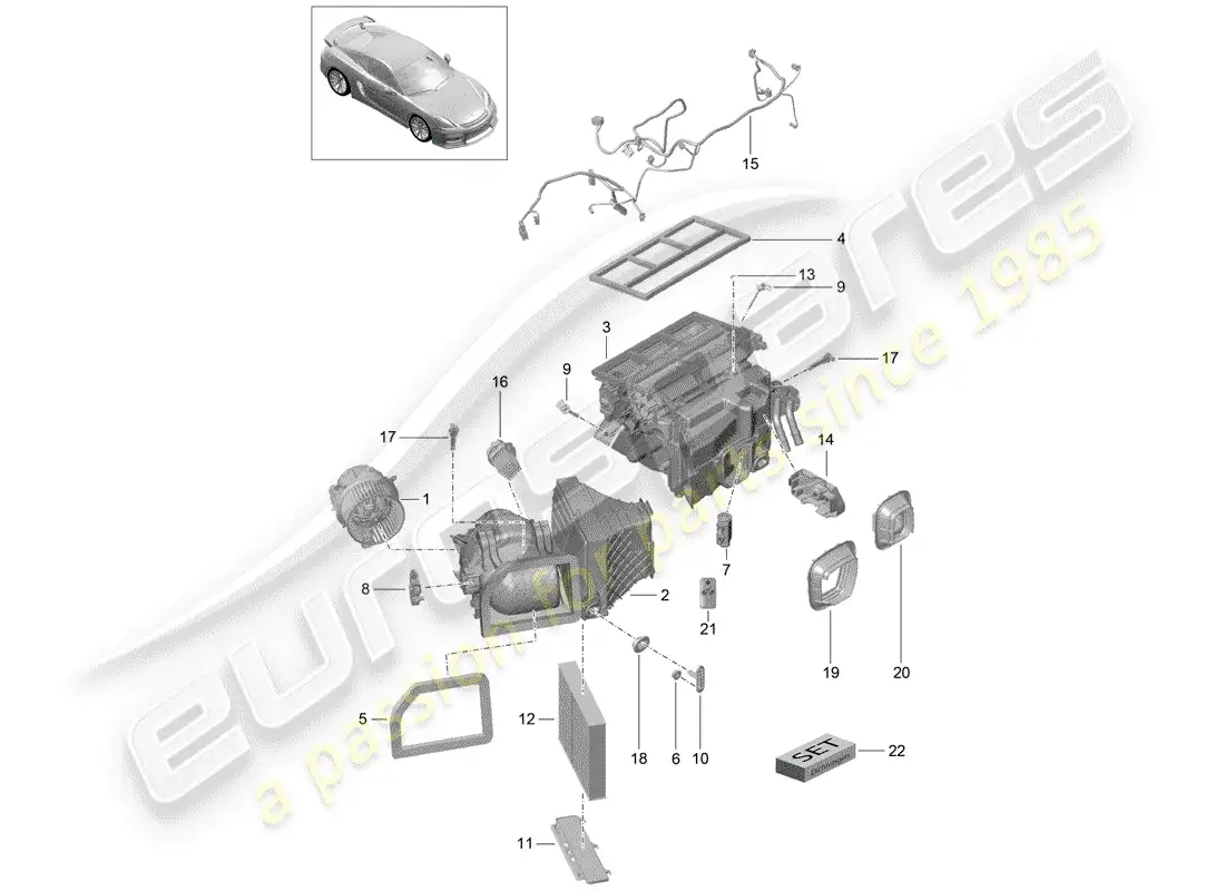 porsche 2016 (981 cayman gt4) diagrama de piezas del aire acondicionado