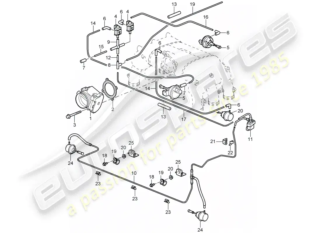 porsche 2008 (997-1 gt3) cuerpo del acelerador diagrama de piezas