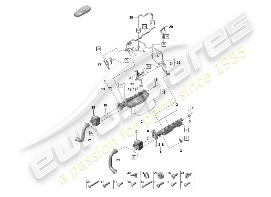 porsche 2022 (panamera 971-2) diagrama de piezas del sistema de ventilación del colector de admisión del tanque de combustible