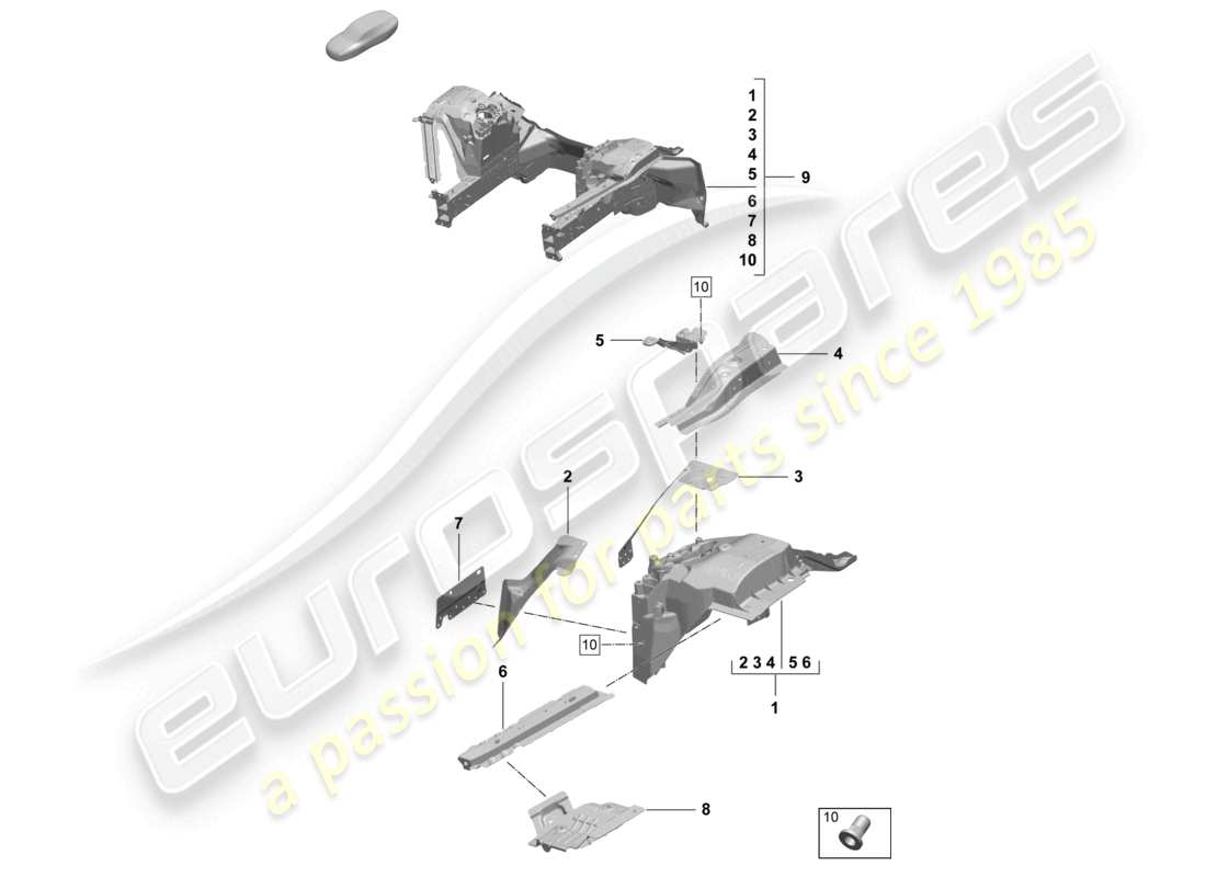 porsche 2025 (macan-e) parte delantera larguero soporte de suspensión diagrama de piezas