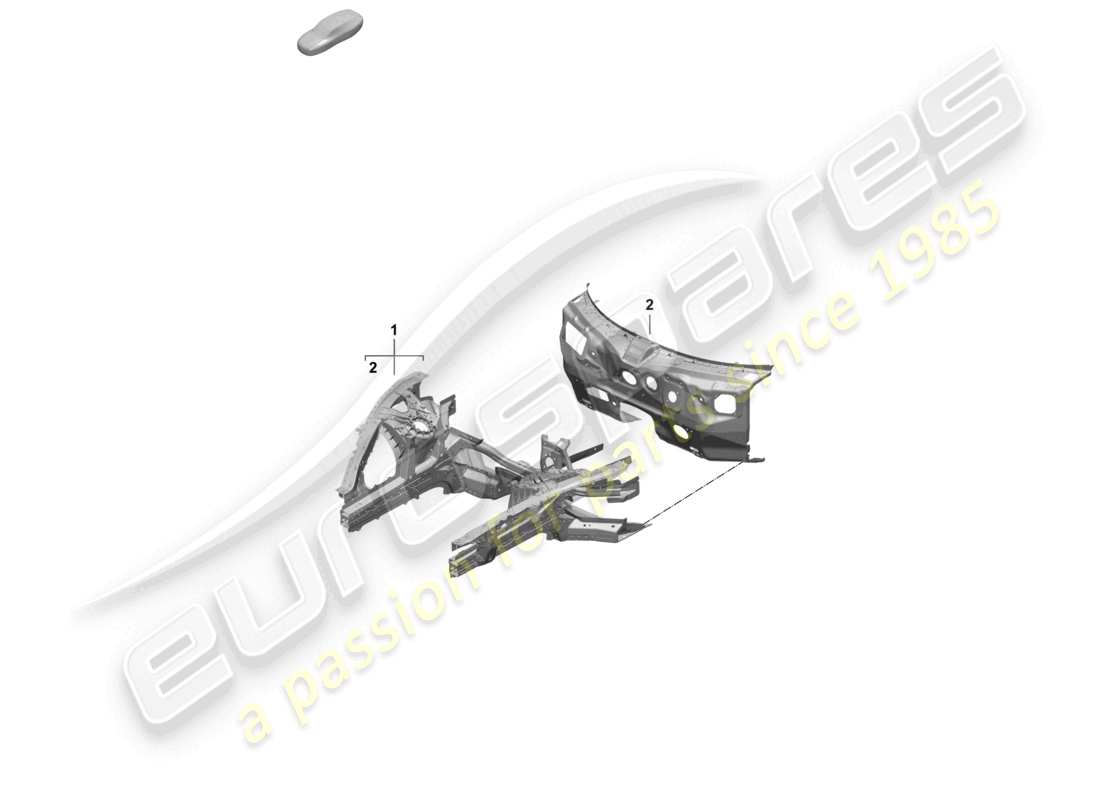 porsche 2026 (taycan 9j1-2) diagrama de partes del firewall de front-end