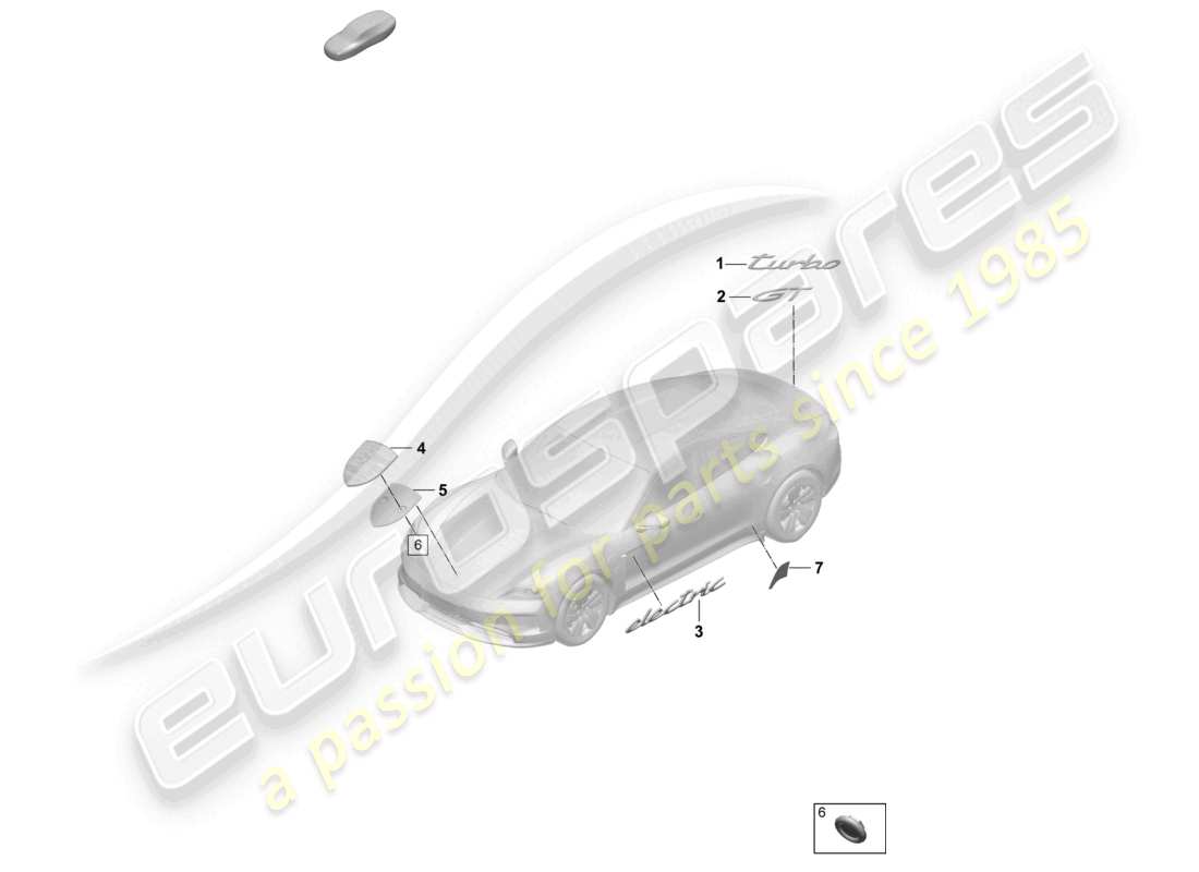 porsche 2026 (taycan 9j1-2) inscripción porsche escudo de piedra película de protección diagrama de piezas