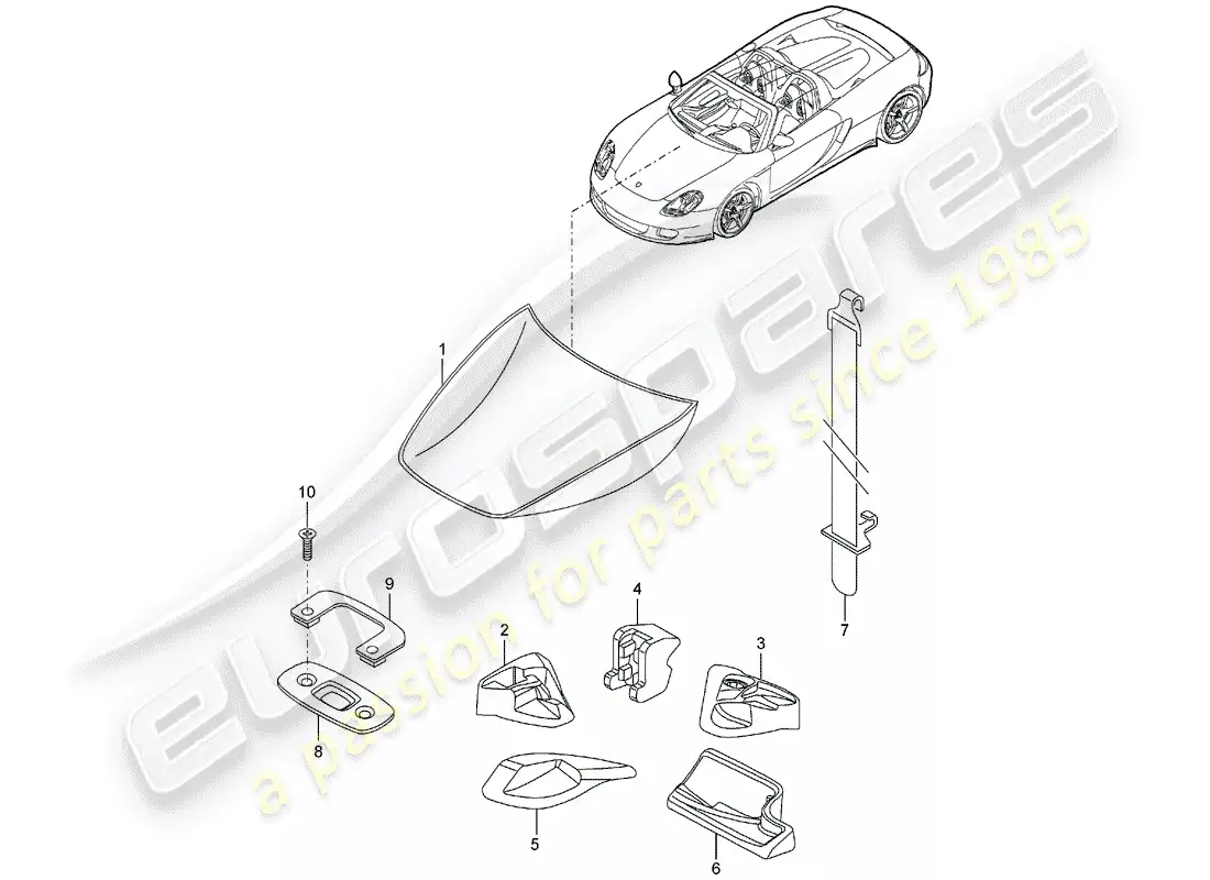 porsche 2005 (carrera gt) forro de bota diagrama de piezas