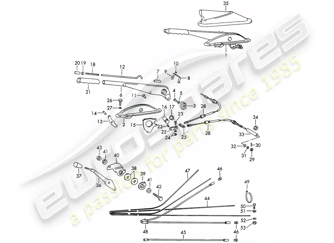 porsche 1968 (911/912) freno de mano - calentador - actuador - d >> - mj 1967 diagrama de piezas