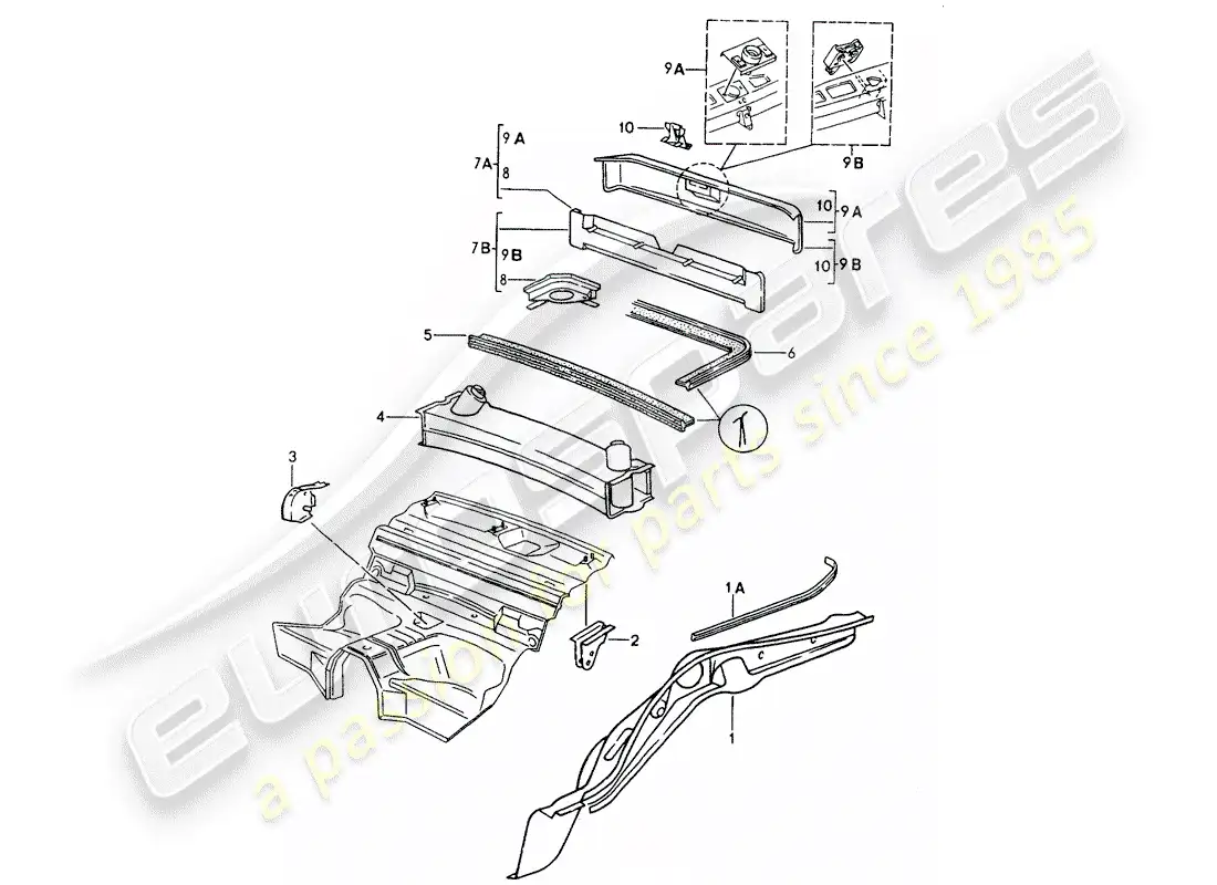 porsche 1990 (964) diagrama de piezas del marco