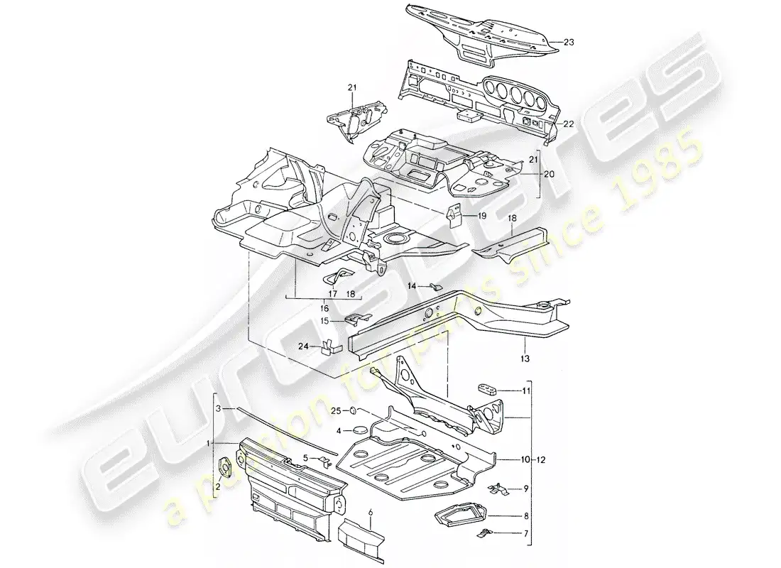 porsche 1990 (964) diagrama de piezas del marco